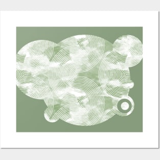 White curves on green blob Posters and Art